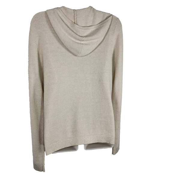 Worth New York Womens Hoodie Sweater Small Wool Metallic Ivory Full Zip Pockets - Picture 2 of 11